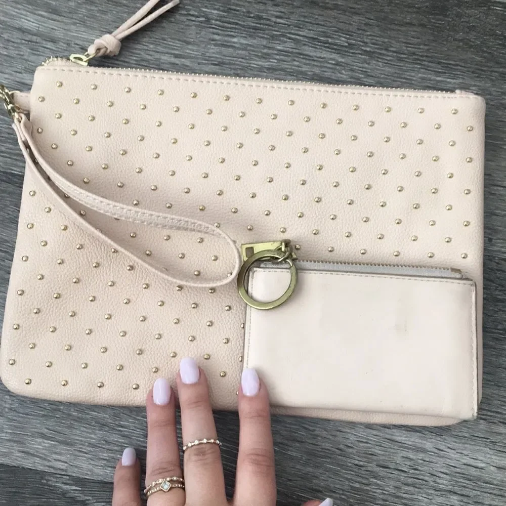 Tan  beaded bag